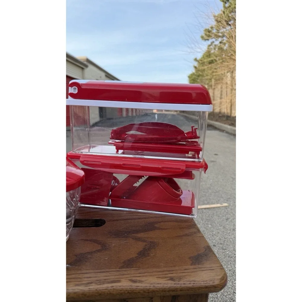 Red Kitchen Chopper Slicer Dicer Container Set Food Prep Storage Lot‎
